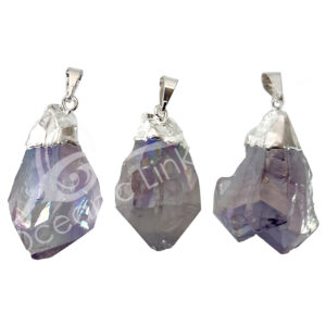Amethyst Rough Plated AB Point Pendant with Cap 1.25-1.75"