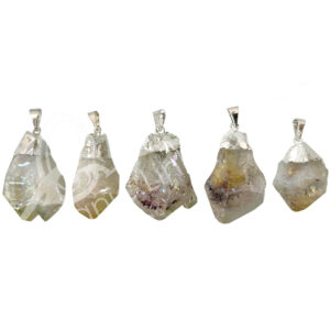 Rough AB Plated Citrine Point Pendant with Cap 1.25-1.75"