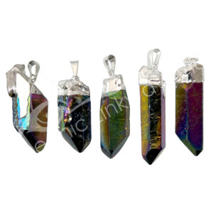 Black Rainbow Aura Quartz Rough Pendant