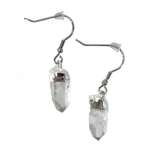 EARRINGS - POINT, NATURAL CRYSTAL QUARTZ 35-40 MM