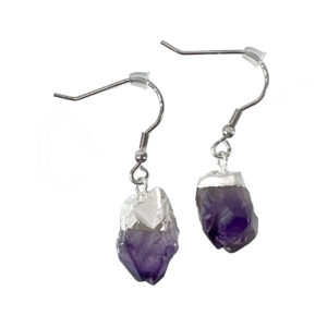 EARRINGS - POINT, NATURAL AMETHYST 35-40 MM