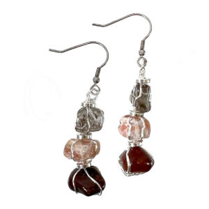 EARRINGS - TRI-STONE CHAKRA SACRAL 1.75-2"
