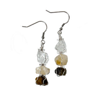 EARRINGS - TRI-STONE CHAKRA SOLAR PLEXUS 1.75-2"
