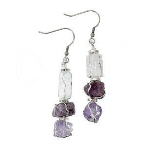 EARRINGS - TRI-STONE CHAKRA CROWN 1.75-2"