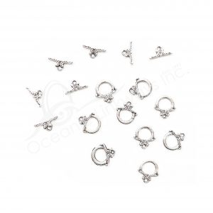 (CLOSE OUT) BEADS - METAL TOGGLE CLASP (PK 100 PAIRS) 1 CM W X 1 MM T