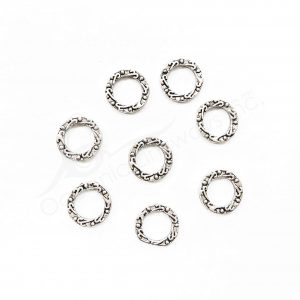 (CLOSE OUT) BEADS - METAL EMBOSSED RING (PK 100) 1.5 CM D X 2 MM T