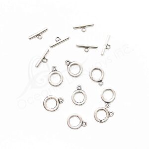 (CLOSE OUT) BEADS - METAL TOGGLE CLASP (PK 100 PAIRS) 1 CM D X 2 MM T