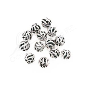 (CLOSE OUT) BEADS - METAL BALL WITH LINE OPENINGS (PK 30) 1 CM DIA