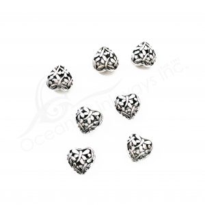 (CLOSE OUT) BEADS - METAL HEART WITH DRAGONFLIES (PK 20) 14 MM W X 7 MM T