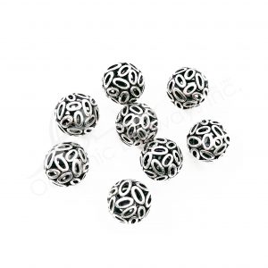 (CLOSE OUT) BEADS - METAL BALL WITH OVAL OPENINGS (PK 20) 17 MM DIA