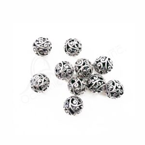 (CLOSE OUT) BEADS - METAL BALL WITH SPIRALS (PK 20) 13 MM DIA