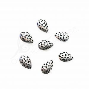 (CLOSE OUT) BEADS - METAL TEARDROP SHAPE WITH OPENINGS (PK 20) 2 CM L X 7 MM T