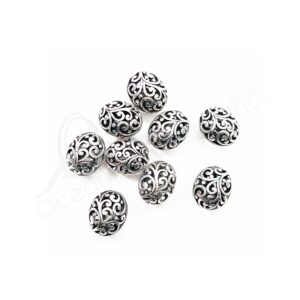 (CLOSE OUT) BEADS - METAL OVAL WITH SPIRALS (PK 20) 16 MM L X 1 CM T