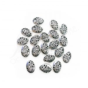 (CLOSE OUT) BEADS - METAL OVAL WITH ROUND OPENINGS (PK 20) 18 MM L X 7 MM T