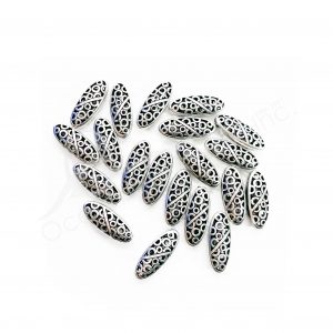 (CLOSE OUT) BEADS - METAL LONG OVAL WITH ROUND OPENINGS (PK 20) 2.5 CM L X 6 MM T