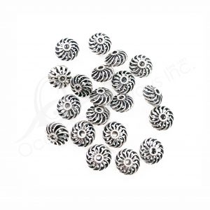 (CLOSE OUT) BEADS - METAL FLATTEN BALL WITH STRIPES (PK 20) 1.5 CM D X 1 CM L