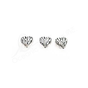 (CLOSE OUT) BEADS - METAL HEART WITH FLAMES (PK 20) 1.5 CM W X 7 MM T