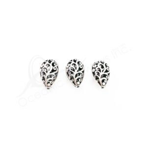 (CLOSE OUT) BEADS - METAL TEARDROP SHAPE WITH OPENINGS (PK 20) 2 CM L X 9 MM T