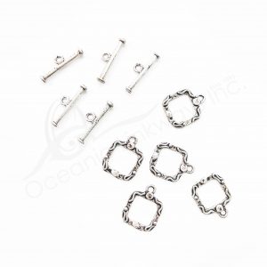 (CLOSE OUT) BEADS - METAL SQUARE TOGGLE (PK 50 PAIRS) 16 MM W X 2 MM T