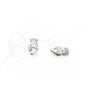 (CLOSE OUT) BEADS - METAL FISH (PK 50) 14 MM L X 5 MM T