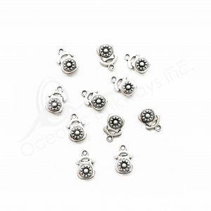 (CLOSE OUT) BEADS - METAL PHONE CHARM (PK 100) 1.5 CM L X 3 MM T