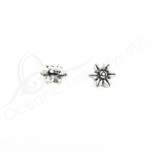 (CLOSE OUT) BEADS - METAL FLOWER BUTTON (PK 100) 14 MM W X 2 MM T