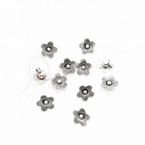 (CLOSE OUT) BEADS - METAL FLOWER BUTTON (PK 50) 13 MM W X 1 MM T
