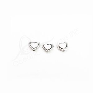 (CLOSE OUT) BEADS - METAL HEART DOUBLE LAYERS (PK 100) 9 MM W X 2 MM T