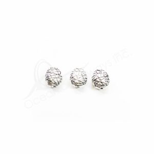 (CLOSE OUT) BEADS - METAL OVAL WITH LINES (PK 100) 9 MM L X 5 MM T