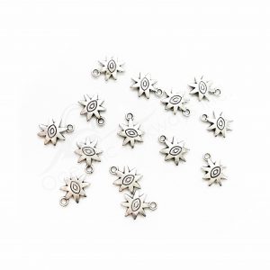 (CLOSE OUT) BEADS - METAL SUN WITH EYE (PK 100) 1 CM W X 2 MM T