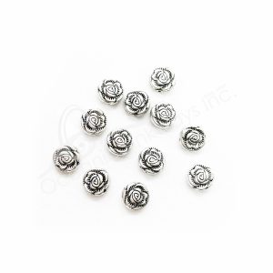 (CLOSE OUT) BEADS - METAL FLAT ROSE (PK 50) 1 CM D X 3 MM T