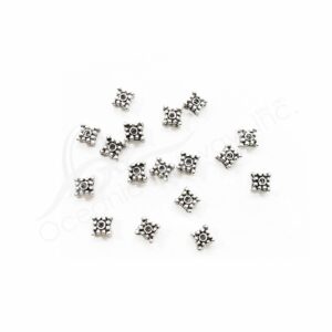 (CLOSE OUT) BEADS - METAL SQUARE FLOWER SPACER (PK 100) 4 MM W X 3 MM T