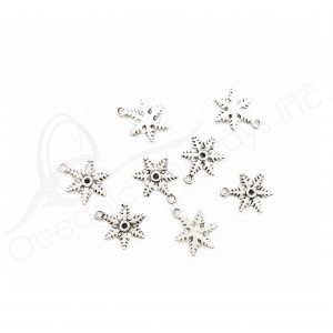 (CLOSE OUT) BEADS - METAL SNOWFLAKE (PK 50) 14 MM W X 1 MM T