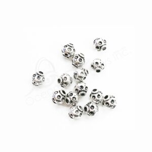 (CLOSE OUT) BEADS - METAL DOTTED BALL (PK 50) 8 MM L X 7 MM D