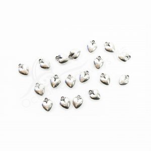 (CLOSE OUT) BEADS - METAL PUFFED HEART CHARM (PK 100) 8 MM W X 3 MM T