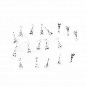 (CLOSE OUT) BEADS - METAL EIFFEL TOWER (PK 50) 1.5 CM L X 5 MM W
