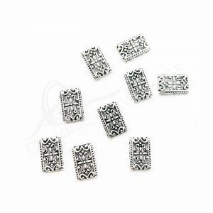 (CLOSE OUT) BEADS - METAL RECTANGLE LINK BEAD FOR TRIPLE ROW (PK 50) 17 MM L X 3 MM T