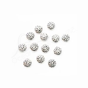 (CLOSE OUT) BEADS - METAL FLAT ROUNDED EMBOSSED (PK 100) 1 CM W X 3 MM T