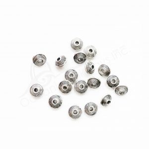 (CLOSE OUT) BEADS - METAL DIAMOND SHAPE WITH STRIPES (PK 100) 1 CM D X 6 MM L