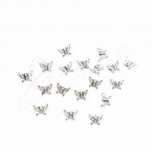 (CLOSE OUT) BEADS - METAL BUTTERFLY (PK 100) 1.5 CM W X 2 MM T