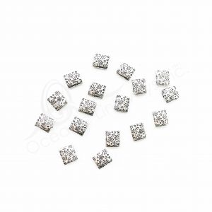 (CLOSE OUT) BEADS - METAL SQUARE WITH STARS SPLASH (PK 100) 1 CM L X 3 MM T