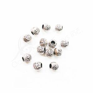(CLOSE OUT) BEADS - METAL BALL WITH YOGI EMBOSSED (PK 50) 8 MM L X 8 MM D