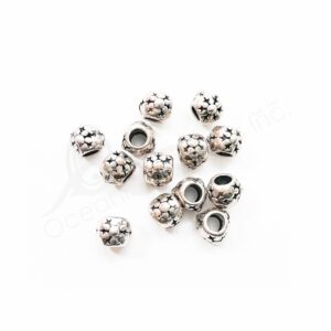 (CLOSE OUT) BEADS - METAL BALL WITH STAR DESIGN (PK 50) 8 MM L X 8 MM DIA