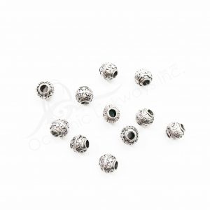 (CLOSE OUT) BEADS - METAL DECORATED BALL (PK 50) 9 MM L X 9 MM D