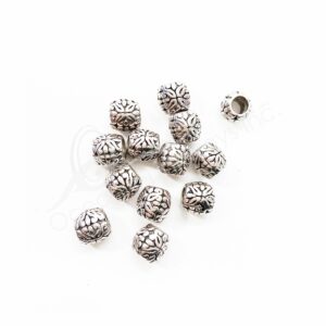(CLOSE OUT) BEADS - METAL EMBOSSED BALL (PK 50) 8 MM L X 8 MM D