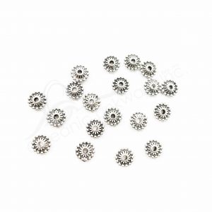 (CLOSE OUT) BEADS - METAL DIAMOND SHAPE SUN (PK 100) 1 CM D X 3 MM T