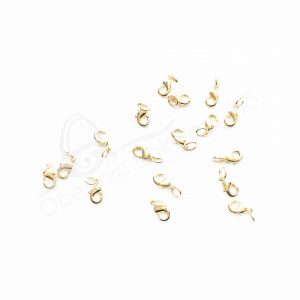 (CLOSE OUT) BEADS - METAL GOLD COLOR LOBSTER CLASP (PK 50) 12 MM L X 1 MM T (HOOKS)