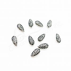 (CLOSE OUT) BEADS - METAL TEARDROP WITH ROUND OPENINGS (PK 20) 18 MM L X 6 MM T