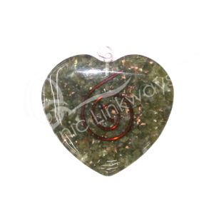 Epidote in Orgone Heart Pendant with Spiral