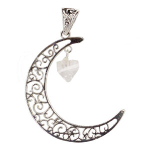 PENDANT - MOON WITH HANGING APOPHYLLITE 2"